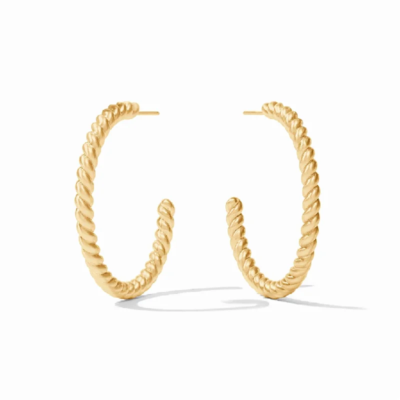 Celebrate With Sparkle – Jewelry Sale Now Live 24K Yellow Gold Overlay 'Nassau' Large Twisted Hoops