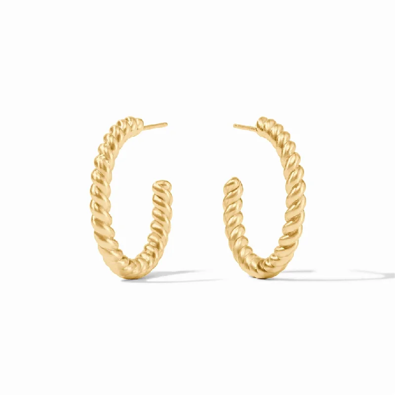 Make Every Moment Shine – Jewelry Discounts Available 24K Yellow Gold Overlay 'Nassau' Medium Twisted Hoops