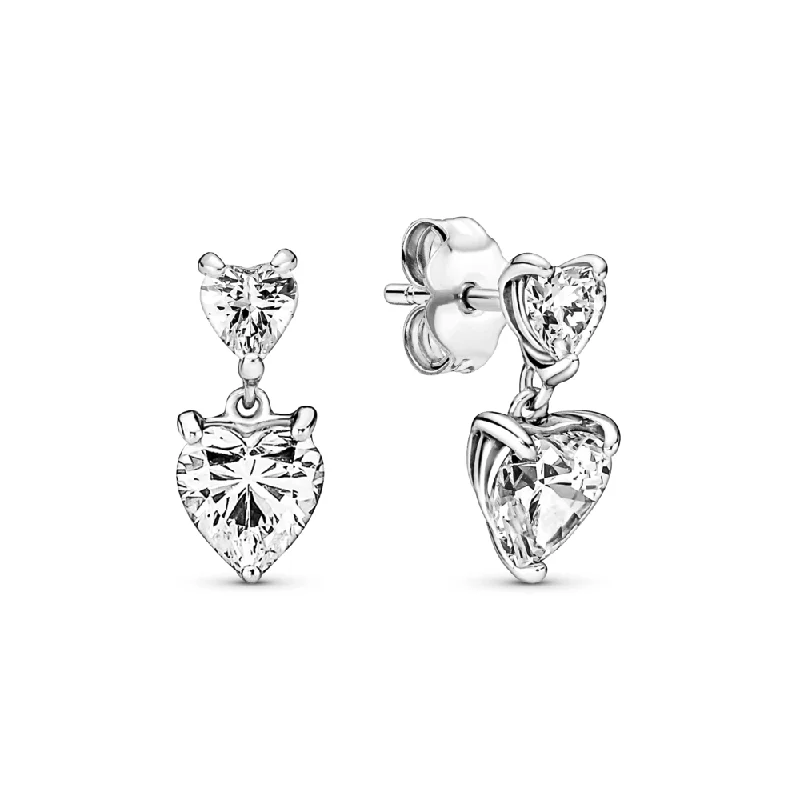 Your Perfect Accessory Now At The Best Price Double Heart Sparkling Stud Earrings
