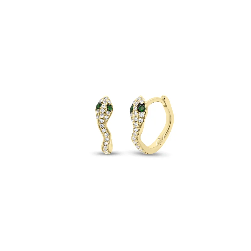 High-End Jewelry, Now More Affordable Than Ever Emerald & Diamond Snake Huggie Earrings