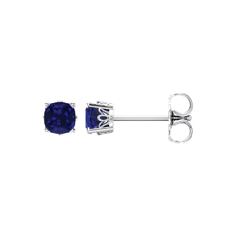 Handcrafted Jewelry Sale – Unique Designs At Low Prices 4mm 14k White Gold Stud Earrings with Cushion Created Blue Sapphires Handcrafted Jewelry Sale – Unique Designs At Low Prices 4mm 14k White Gold Stud Earrings with Cushion Created Blue Sapphires