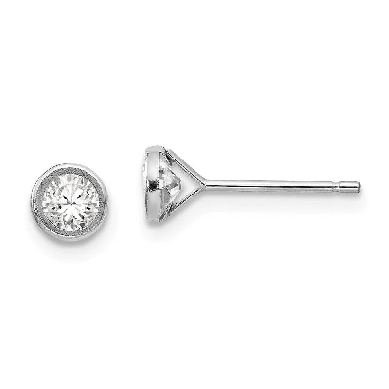 Luxury Jewelry Now At Special Promotional Rates 4mm Bezel Set Cubic Zirconia Stud Earrings in 14k White Gold Luxury Jewelry Now At Special Promotional Rates 4mm Bezel Set Cubic Zirconia Stud Earrings in 14k White Gold
