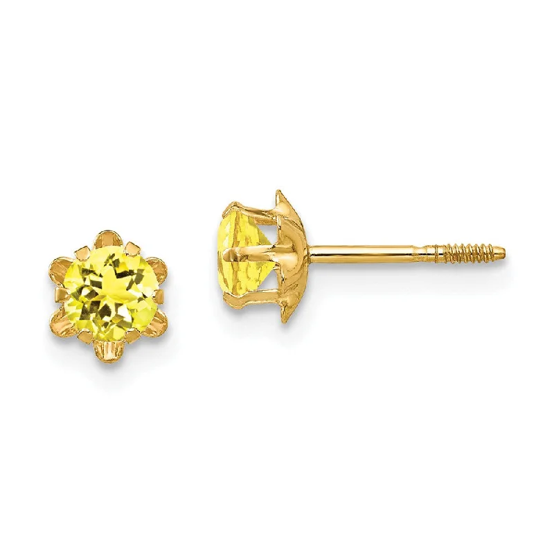 Waterproof Stainless Steel Jewelry For Lasting Beauty Kids 4mm Synthetic Citrine Screw Back Stud Earrings 14k Yellow Gold Waterproof Stainless Steel Jewelry For Lasting Beauty Kids 4mm Synthetic Citrine Screw Back Stud Earrings 14k Yellow Gold