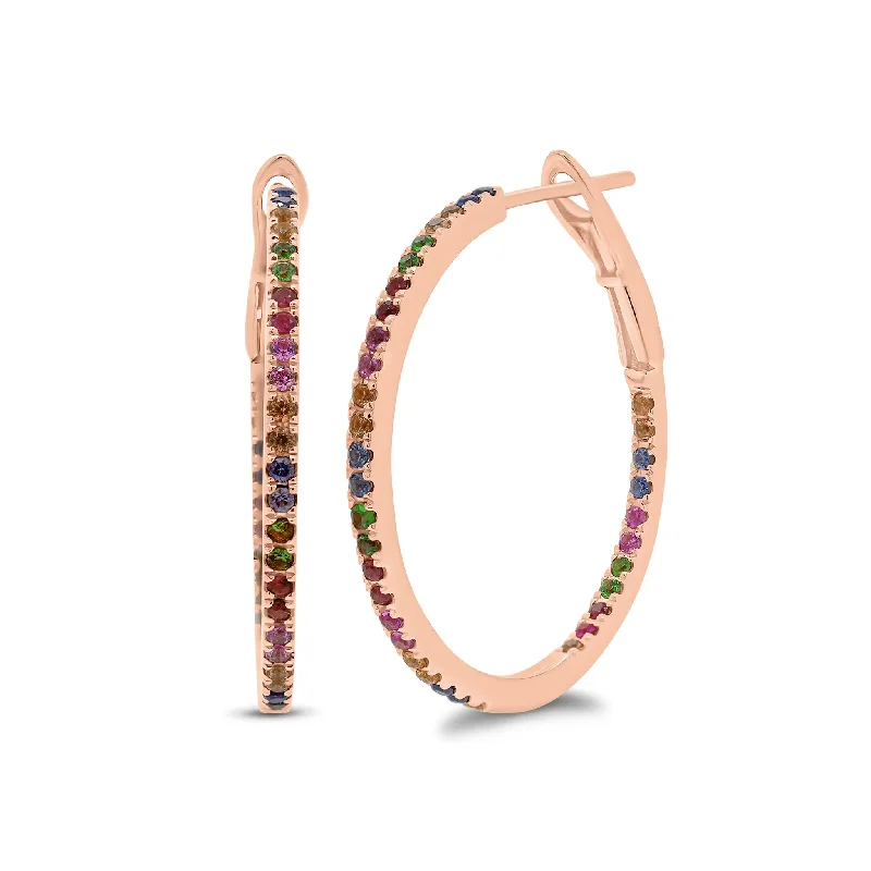 Your Perfect Accessory Now At The Best Price Rainbow Sapphire Interior & Exterior Hoop Earrings