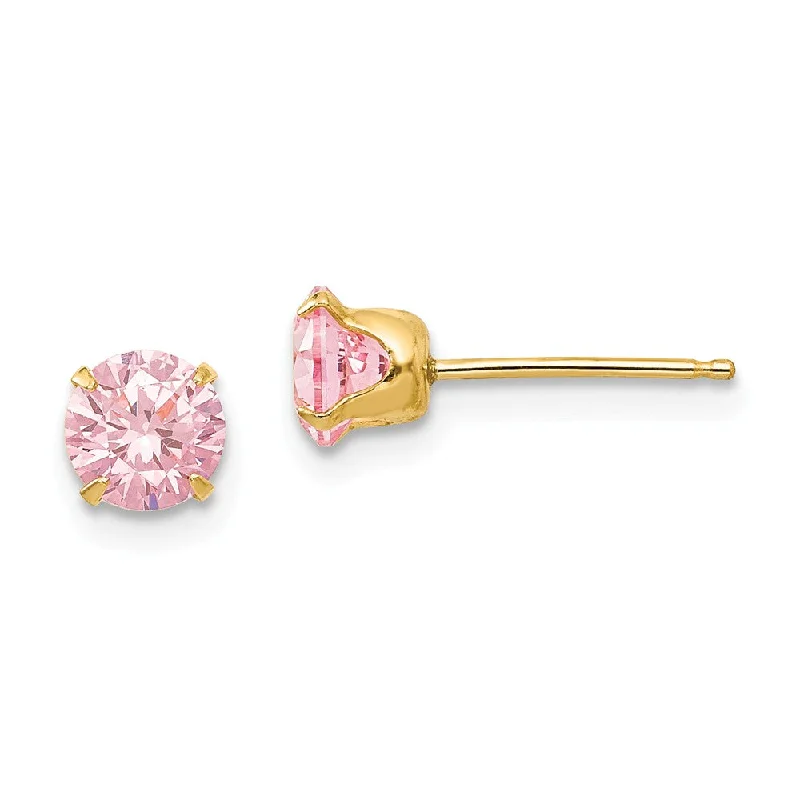 Shop Trending Jewelry With Exclusive Savings 5mm Pink Cubic Zirconia Stud Earrings in 14k Yellow Gold Shop Trending Jewelry With Exclusive Savings 5mm Pink Cubic Zirconia Stud Earrings in 14k Yellow Gold