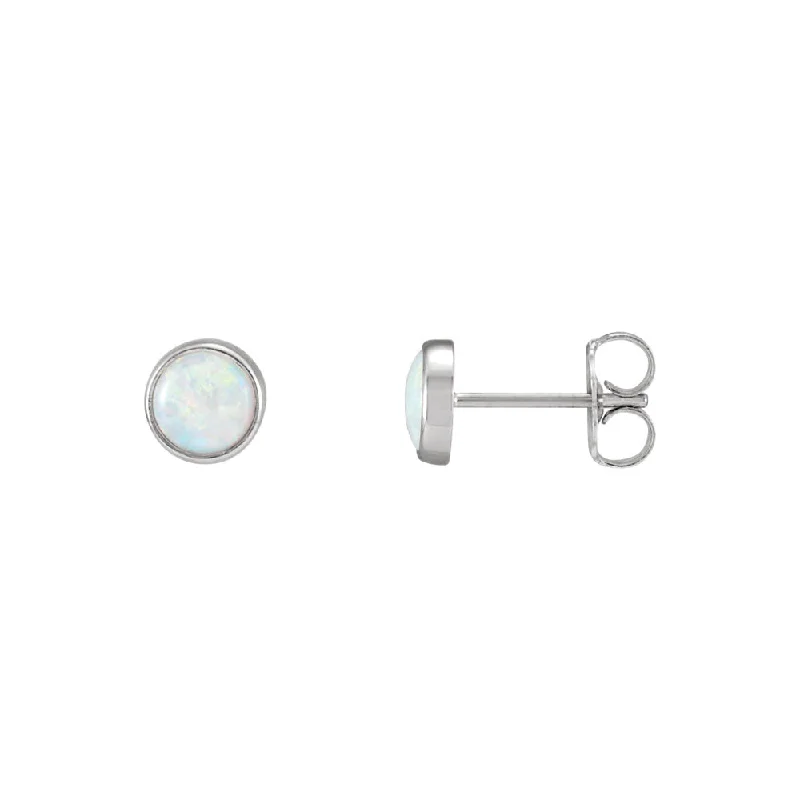 Unique Jewelry Designs Now At Discounted Rates 5mm White Opal Cabochon Stud Earrings in 14k White Gold Unique Jewelry Designs Now At Discounted Rates 5mm White Opal Cabochon Stud Earrings in 14k White Gold
