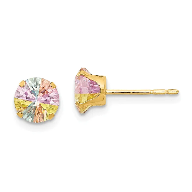 Limited Stock On Premium Jewelry At Low Prices 6mm Round Multicolor Cubic Zirconia Stud Earrings in 14k Yellow Gold Limited Stock On Premium Jewelry At Low Prices 6mm Round Multicolor Cubic Zirconia Stud Earrings in 14k Yellow Gold