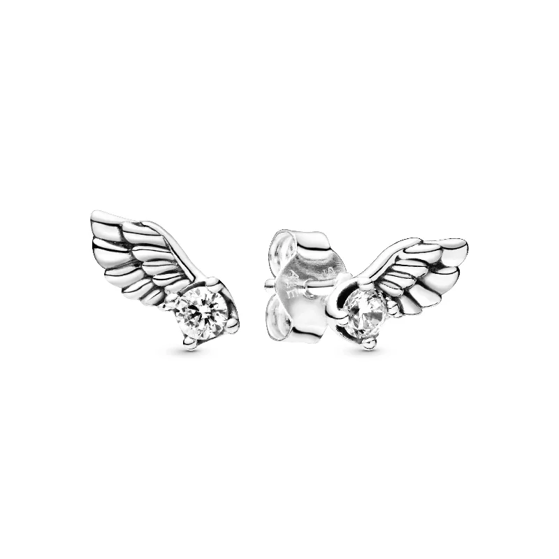 Shop High-Quality Jewelry At Jaw-Dropping Discounts Angel wing sterling silver stud earrings with clear cubic zirconia Shop High-Quality Jewelry At Jaw-Dropping Discounts Angel wing sterling silver stud earrings with clear cubic zirconia