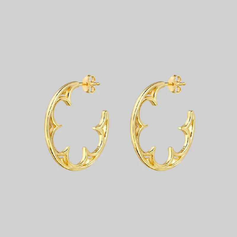 Exclusive Jewelry Sale – Sparkle For Less ATONE. Gothic Window Hoop Earrings - Gold