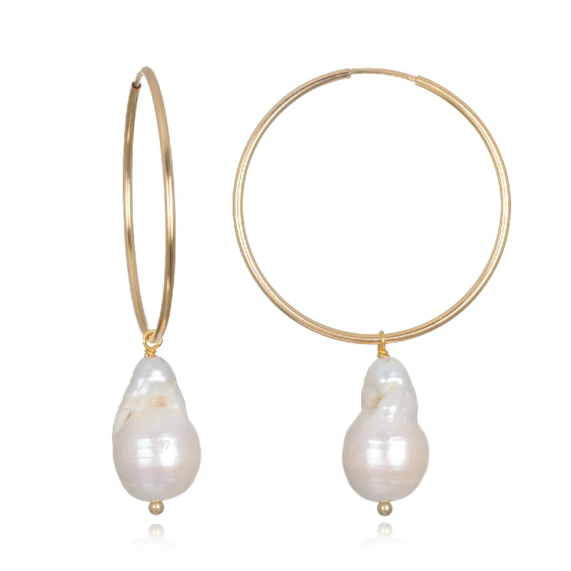 Last Chance To Shop High-End Jewelry At Markdown Prices Audrey Pearl Hoop Earrings