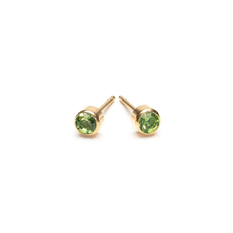 Discounted Jewelry For A Glamorous Look August Birthstone Bezel Gold Stud Earrings