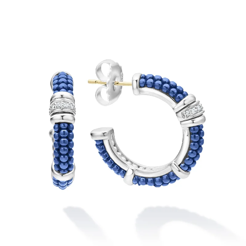 High-Quality Jewelry At A Fraction Of The Cost Blue Caviar Ceramic and Diamond Hoop Earrings