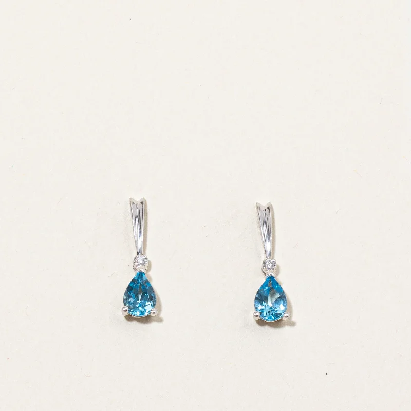 Last Chance To Grab Your Favorite Jewelry At A Discount Blue Topaz & Diamond Earrings | 1.50ctw, 0.02ctw |
