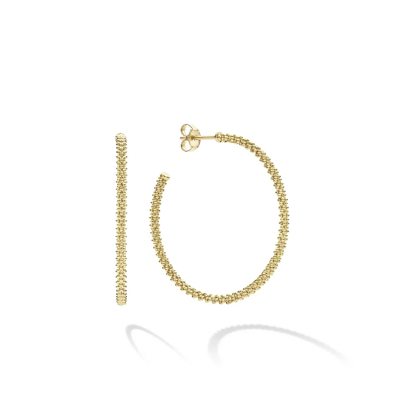 Trending Jewelry Styles Now At Limited-Time Discounts Caviar Gold Small 18K Gold Caviar Hoop Earrings