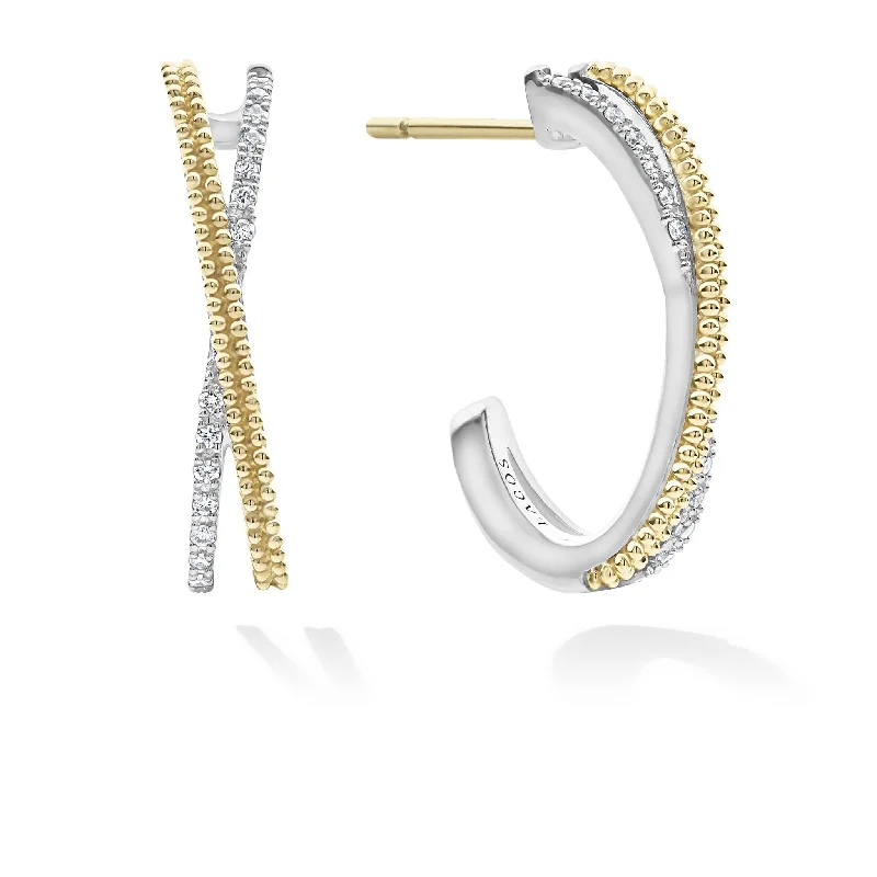 Flash Sale On Stunning Jewelry – Don't Miss Out Caviar Lux Thin Two-Tone Caviar X Diamond Hoop