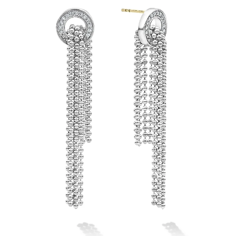 Handmade Pearl Jewelry For Timeless Elegance Caviar Spark Cascading Caviar Diamond Earrings