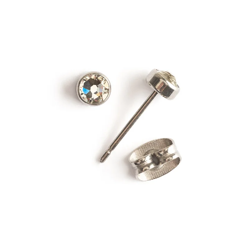 Exclusive Jewelry Sale – Shine For Less Crystal Bezel Titanium Stud Earrings
