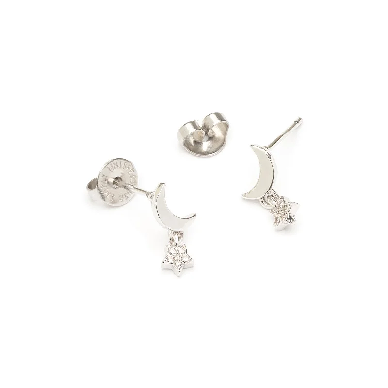 Timeless Elegance At Unbelievable Discounts Crystal Moon Charm Stud Earrings