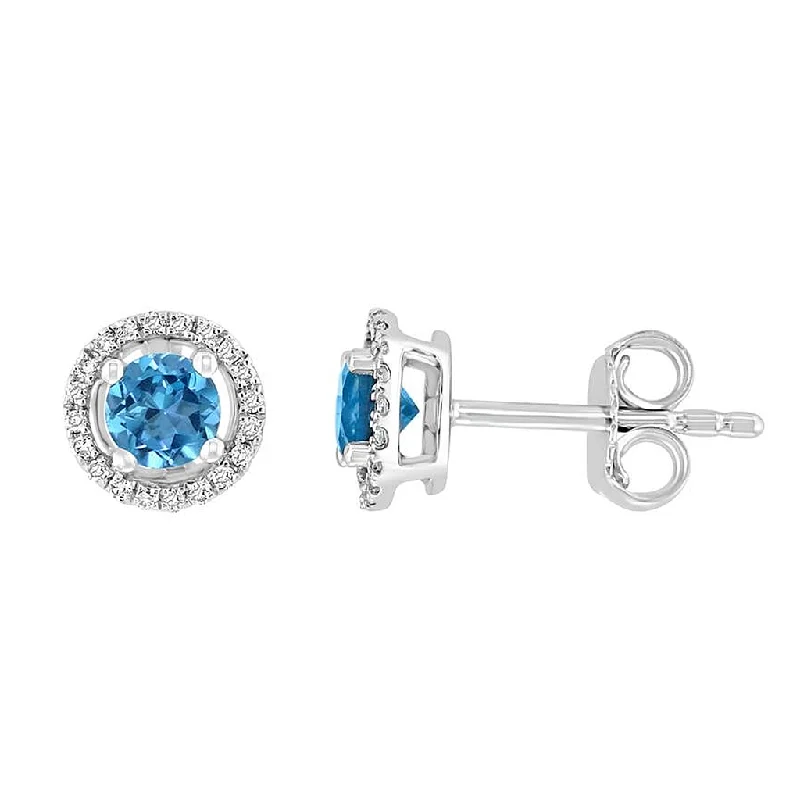 Trending Jewelry Now Available At Exclusive Prices December Birthstone Earrings: 14K White Gold Diamond And Swiss Blue Topaz Earrings