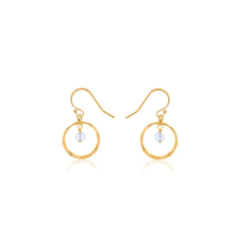 Best Jewelry Sale Prices – Limited-Time Offer April Birthstone Earrings: Gold Filled Circle Earrings With White Topaz Beads