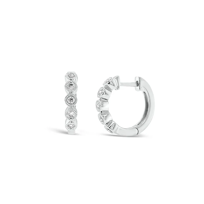 Exclusive Jewelry Sale – Shine For Less Diamond Huggie Earrings with Milgrain Detail