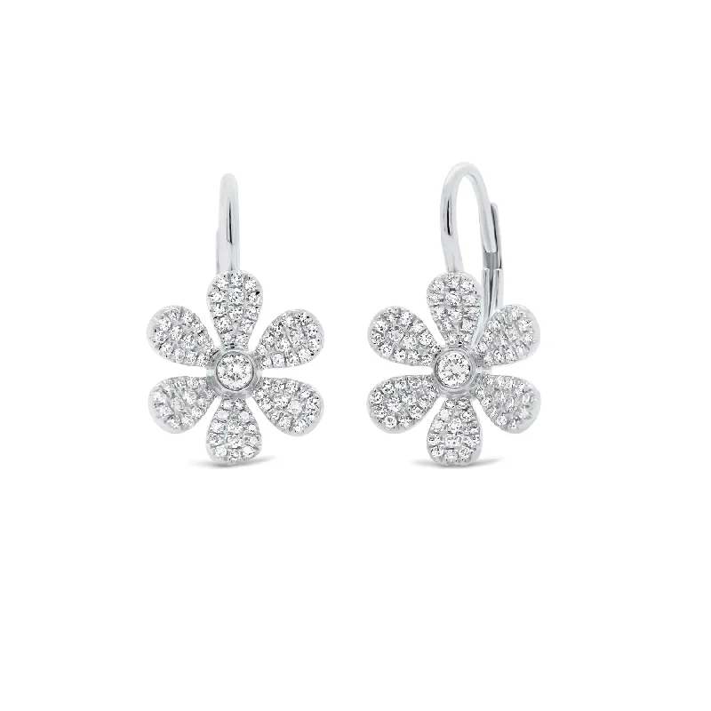 Affordable Luxury Jewelry For Every Occasion Diamond Large Flower Lever-Back Earrings