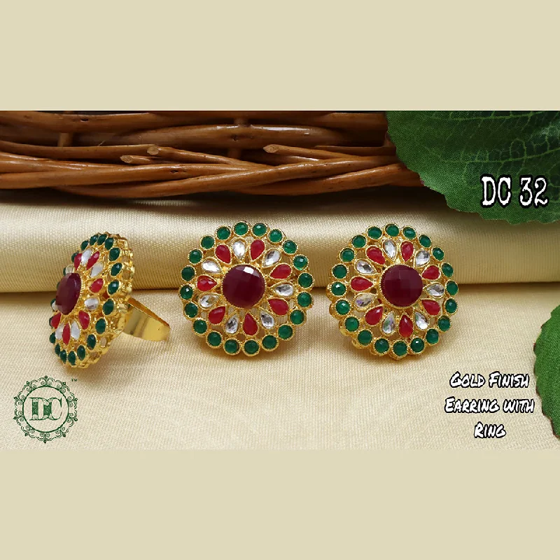 Shop Jewelry That Shines Without The High Price Diksha Collection Gold Plated Pota Stone Stud Earrings With Ring Shop Jewelry That Shines Without The High Price Diksha Collection Gold Plated Pota Stone Stud Earrings With Ring