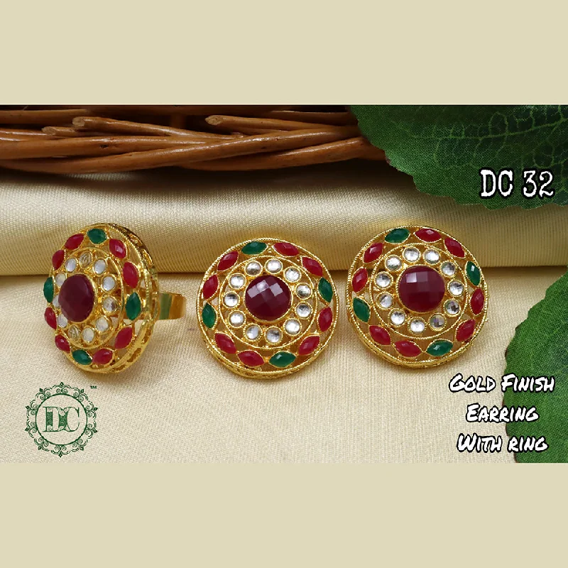 High-End Jewelry, Now More Affordable Than Ever Diksha Collection Gold Plated Pota Stone Stud Earrings With Ring High-End Jewelry, Now More Affordable Than Ever Diksha Collection Gold Plated Pota Stone Stud Earrings With Ring