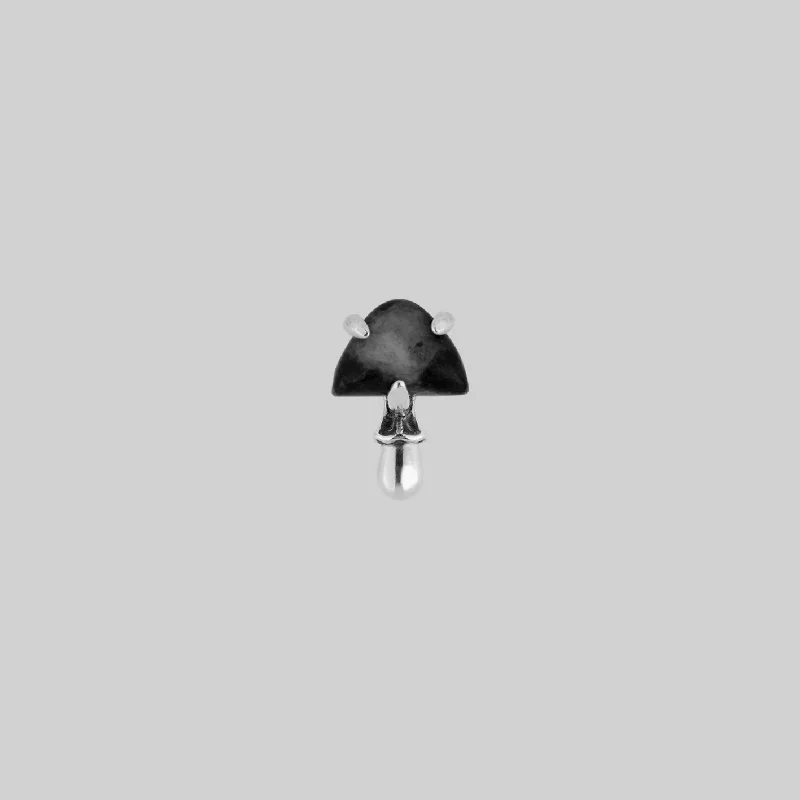 Exclusive Gemstone Jewelry At Special Prices ENOKI. Tiny Mushroom Gemstone Stud Earring - Silver
