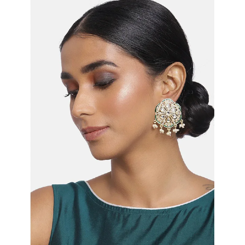 The Biggest Jewelry Sale Of The Year Is Here Etnico18k Gold Plated Green Meenakari Kundan Pearl Stud Earrings for Women (E2939G) The Biggest Jewelry Sale Of The Year Is Here Etnico18k Gold Plated Green Meenakari Kundan Pearl Stud Earrings for Women (E2939G)