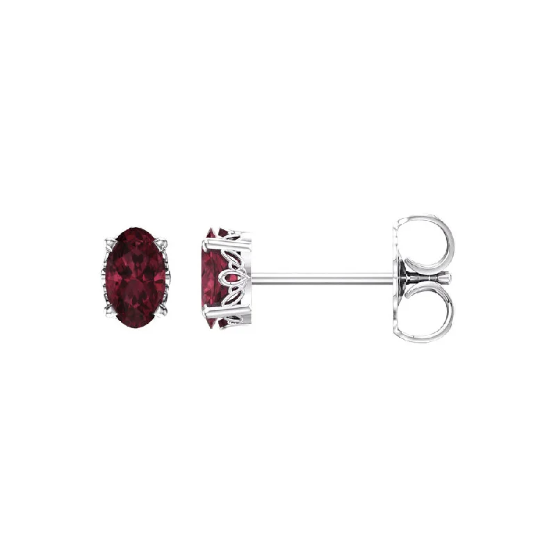 Elegant Rose Gold Jewelry For A Stylish Touch Faceted Oval Mozambique Garnet Stud Earrings in 14k White Gold Elegant Rose Gold Jewelry For A Stylish Touch Faceted Oval Mozambique Garnet Stud Earrings in 14k White Gold