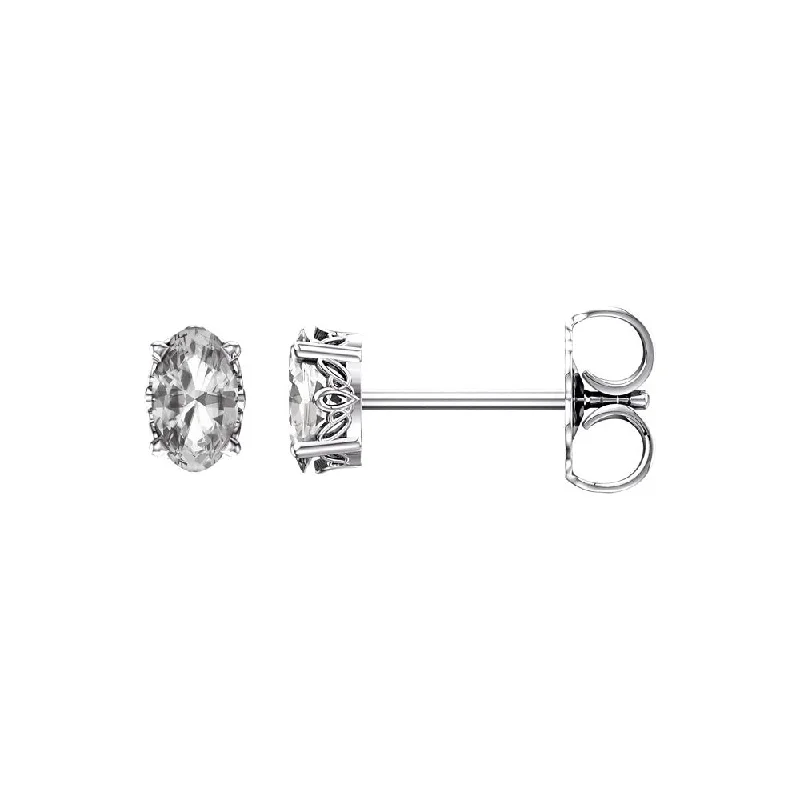 Grab Your Favorite Jewelry At The Lowest Prices Faceted Oval White Sapphire Stud Earrings in 14k White Gold Grab Your Favorite Jewelry At The Lowest Prices Faceted Oval White Sapphire Stud Earrings in 14k White Gold