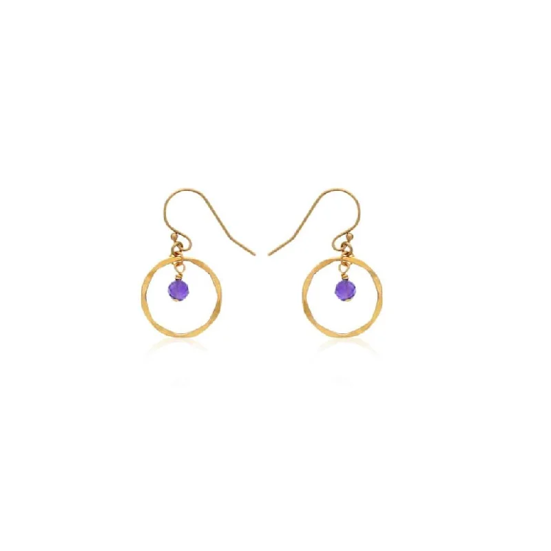 Timeless Elegance, Temporary Discounts – Act Fast February Birthstone Earrings: Gold Filled Circle Earrings With Amethyst Beads