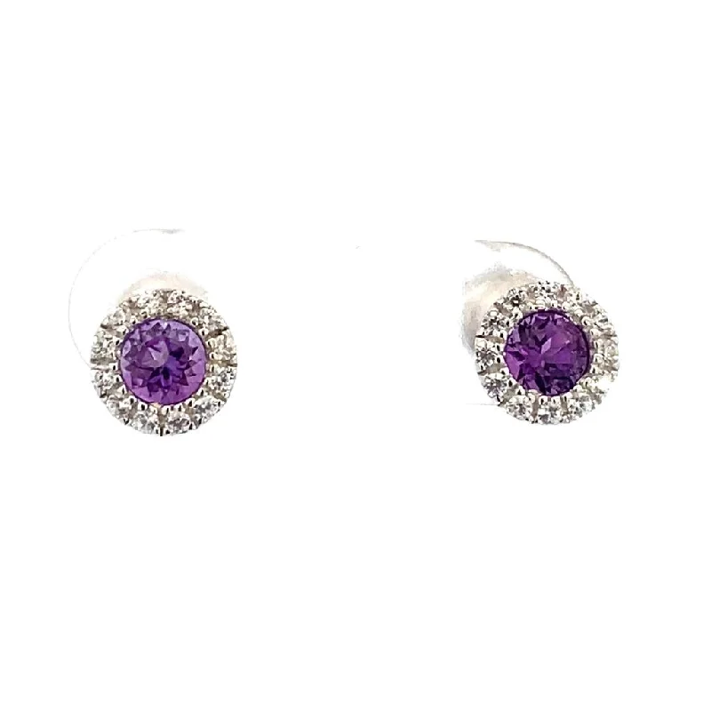 Save On Luxury Jewelry Pieces – Limited-Time Offers February Birthstone Earrings: Sterling Silver Amethysts Halo Earrings