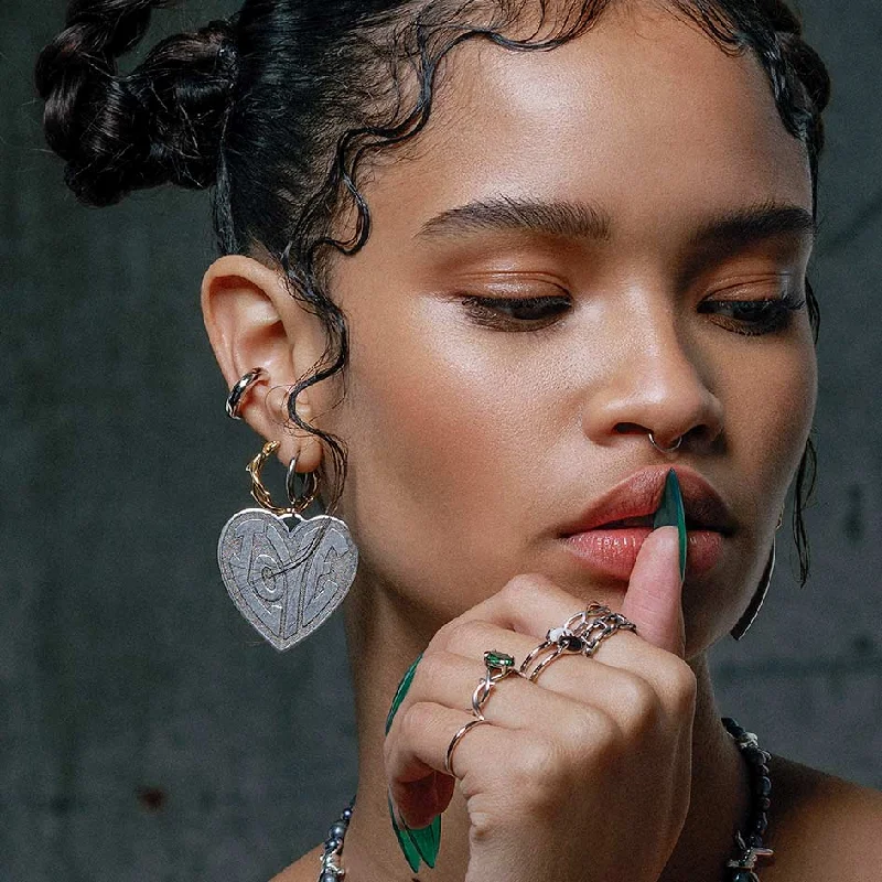 Luxury Handcrafted Jewelry For Elegant Looks FREEDOM. Love Heart Hoop Earrings - Silver Luxury Handcrafted Jewelry For Elegant Looks FREEDOM. Love Heart Hoop Earrings - Silver