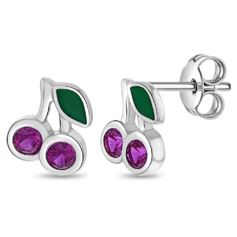 Romantic Heart-Shaped Jewelry For Special Gifts Glittering Cherries Girls Earrings