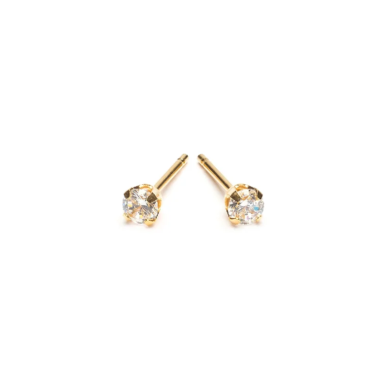 Shop Trending Jewelry With Exclusive Savings Gold Plated 3 mm Round Cubic Zirconia Stud Earrings Shop Trending Jewelry With Exclusive Savings Gold Plated 3 mm Round Cubic Zirconia Stud Earrings