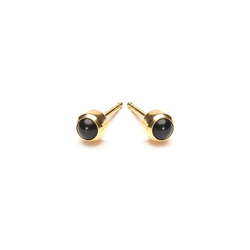 Bestselling Jewelry At Special Promotional Rates Gold Plated 3 mm Onyx Stud Earrings