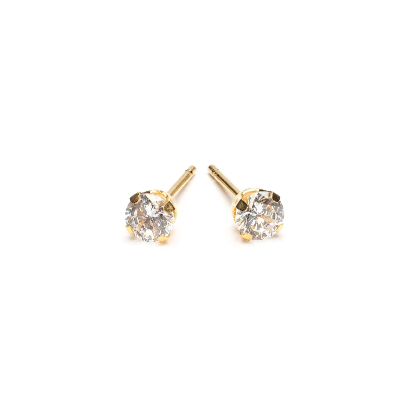 Luxury Handcrafted Jewelry For Elegant Looks Gold Plated 4 mm Round Cubic Zirconia Stud Earrings Luxury Handcrafted Jewelry For Elegant Looks Gold Plated 4 mm Round Cubic Zirconia Stud Earrings