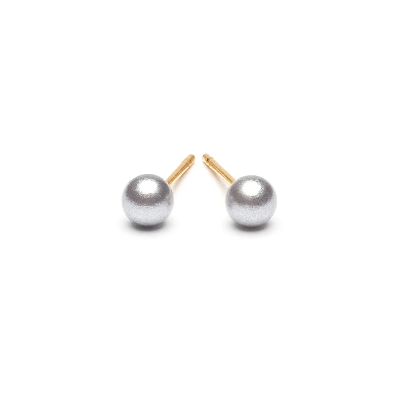 Shop Fine Jewelry With Amazing Deals Gold Plated 4 mm Gray Pearl Stud Earrings