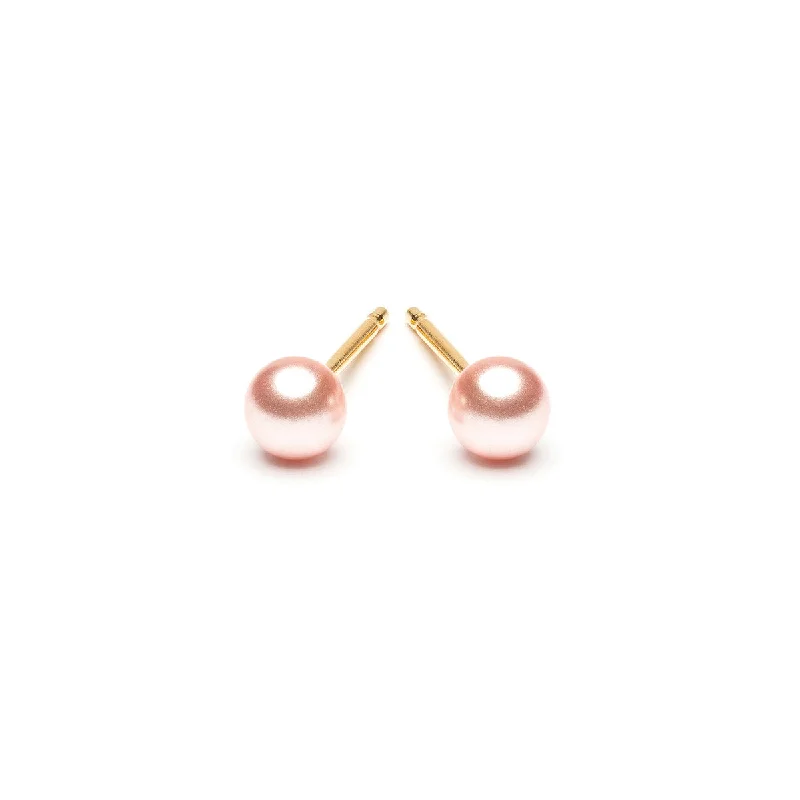 Limited Stock On Premium Jewelry At Low Prices Gold Plated 4 mm Pink Pearl Stud Earrings