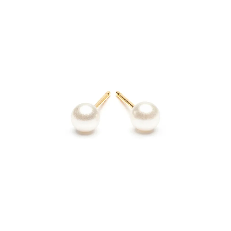Eco-Friendly Sustainable Jewelry For Conscious Buyers Pearl Stud Earrings 4mm Gold Plated Eco-Friendly Sustainable Jewelry For Conscious Buyers Pearl Stud Earrings 4mm Gold Plated