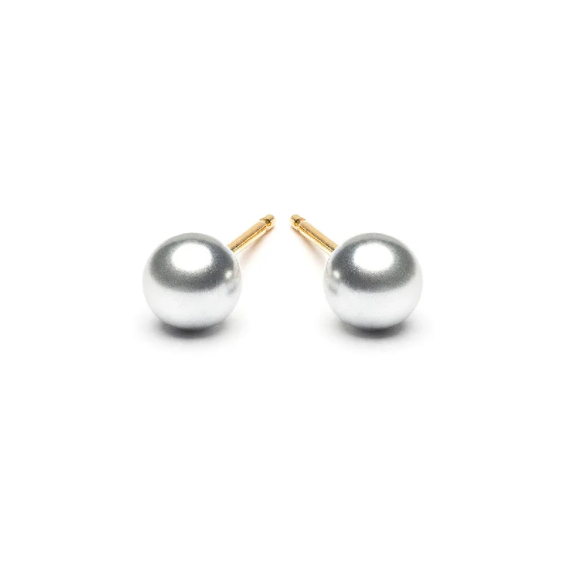 Stunning Jewelry At Even More Stunning Prices Gold Plated 5 mm Gray Pearl Stud Earrings