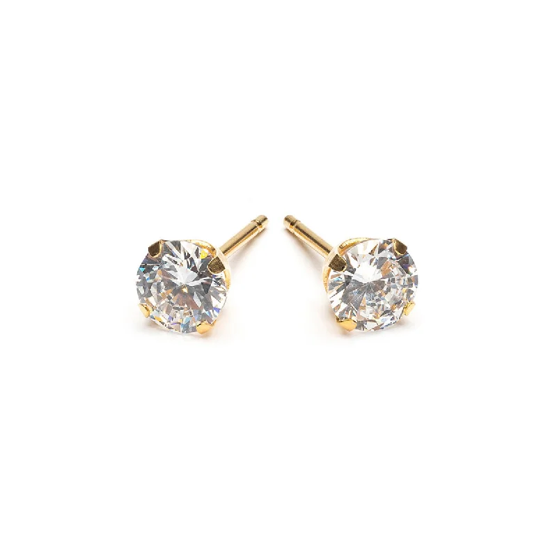 Seasonal Jewelry Deals – Elevate Your Style Gold plated 5 mm Round Cubic Zirconia Stud Earrings