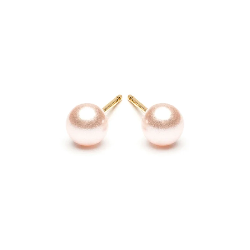 Limited-Time Offer On Elegant Jewelry Pieces Gold Plated 5 mm Pink Pearl Stud Earrings