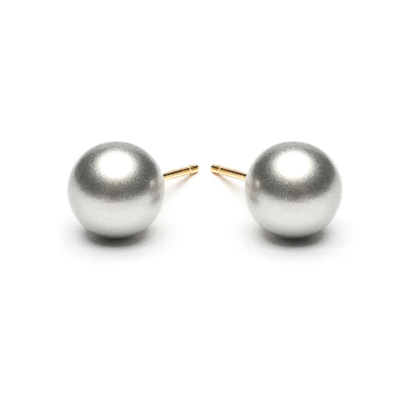 Big Discounts On Elegant Jewelry Collections Gold Plated 8 mm Gray Pearl Stud Earrings