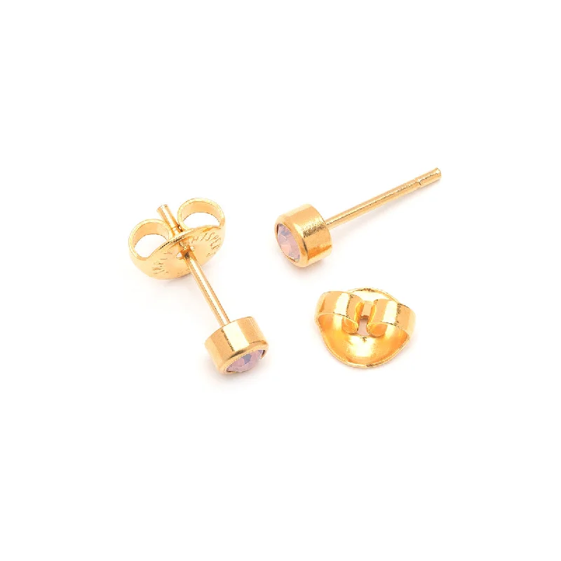 Jewelry Clearance – Final Chance To Save Big Pink Crystal Stud Earrings Gold Plated
