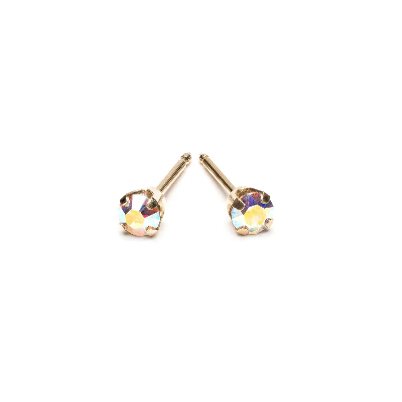 Luxury Jewelry At Unbeatable Discounts 14k Yellow Gold Rainbow Crystal Stud Earrings