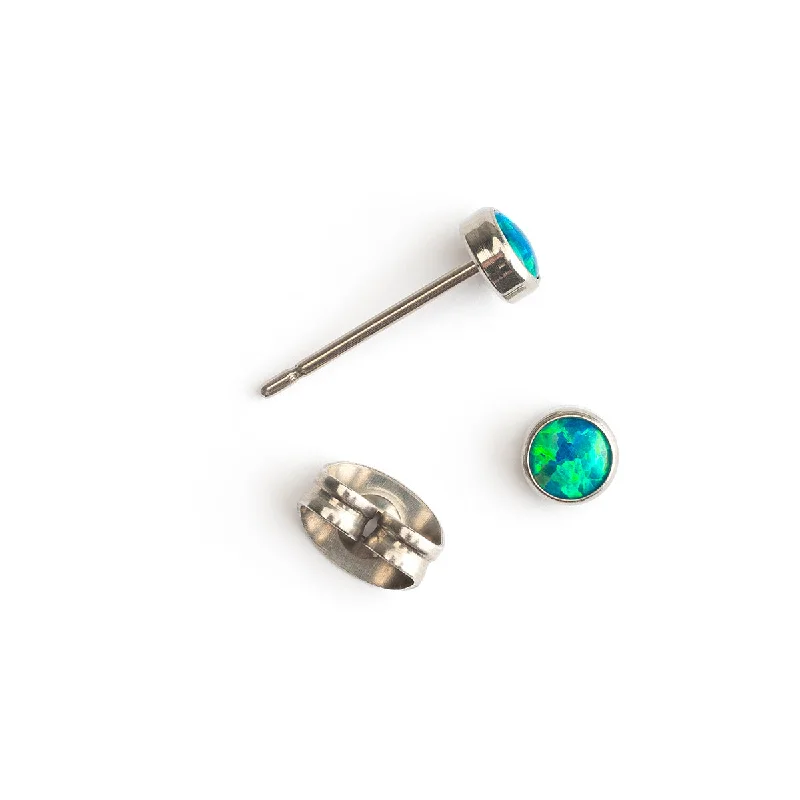 Elegant Jewelry Pieces At Unbelievable Prices Green Blue Opal Titanium Stud Earrings