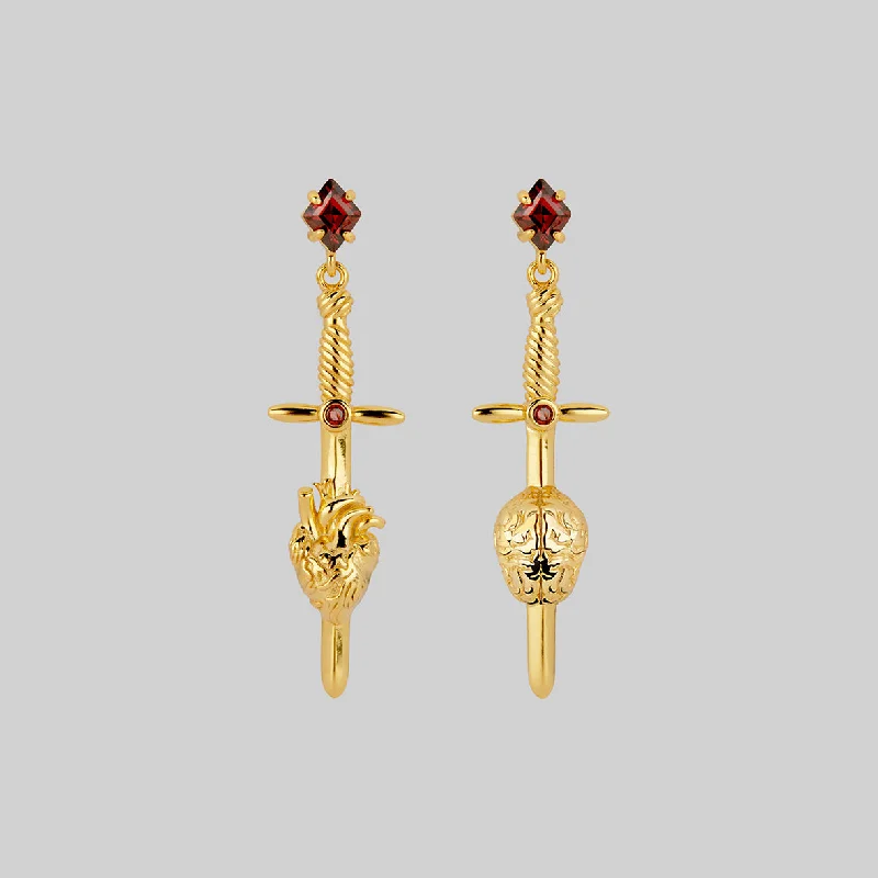Get The Best Deals On Timeless Jewelry Pieces HEART & MIND. Heart & Brain Sword Earrings - Gold Get The Best Deals On Timeless Jewelry Pieces HEART & MIND. Heart & Brain Sword Earrings - Gold